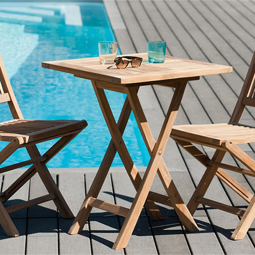 Ensemble table de jardin extensible en acacia blanchi 160/210 cm + 8 chaises  pliantes - Sydney - Homifab