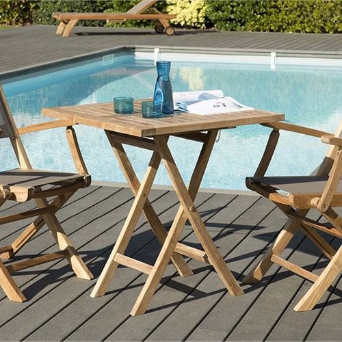 Ensemble table de jardin extensible en acacia blanchi 160/210 cm + 8 chaises  pliantes - Sydney - Homifab