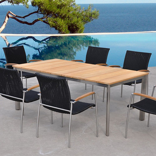 Table et 6 chaises de jardin en résine et teck - Collection Melbourne