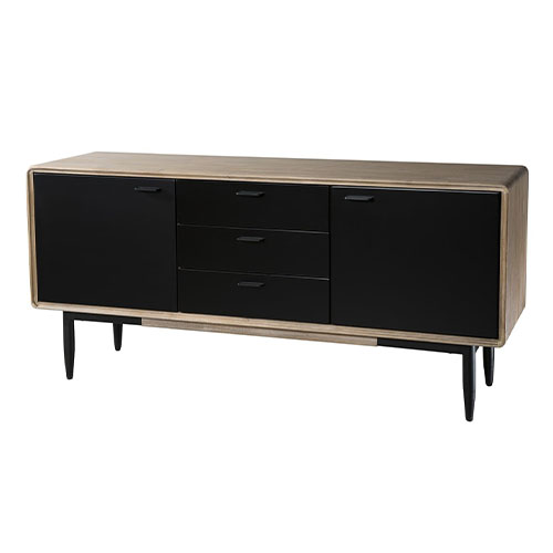 Buffet 3 tiroirs et 2 portes en acacia piètement en métal - Collection Paloma