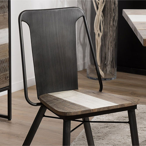 Lot de 2 chaises en acacia et métal - Theo