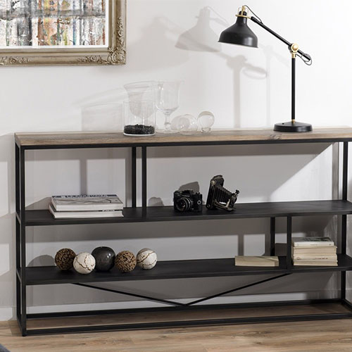 Etagère 160x90cm 3 niveaux en acacia et métal - Theo