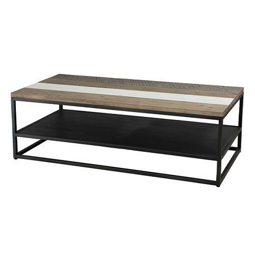 Table basse avec tablette en acacia et métal - Theo