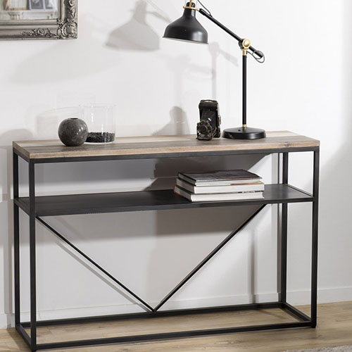 Console avec tablette en acacia et métal - Collection Mateo