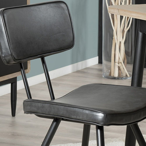 Lot de 2 chaises James en simili cuir noir - Collection Tom