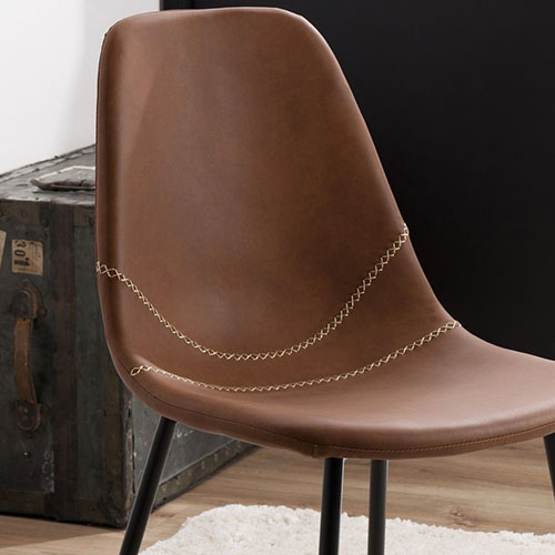Lot de 2 chaises John en simili cuir marron - Paul