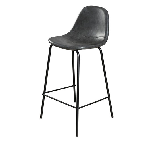 Lot de 2 chaises de bar John en simili cuir noir - Paul