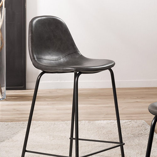 Lot de 2 chaises de bar John en simili cuir noir - Paul