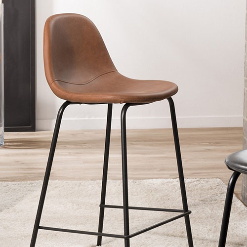 Lot de 2 chaises de bar John en simili cuir marron - Paul