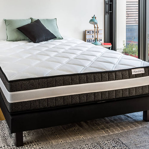 Ensemble matelas ressorts ensachés + sommier 140x190 - Mousse haute densité  et ressorts ensachés - Spring Luxe - Homifab