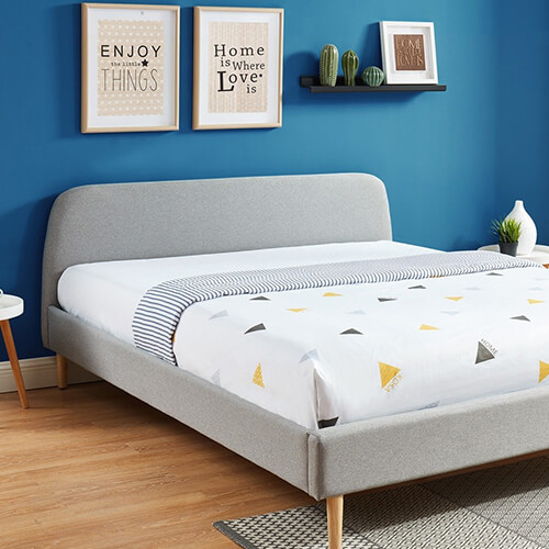 Lit adulte scandinave 160x200 gris clair - Collection Gaby