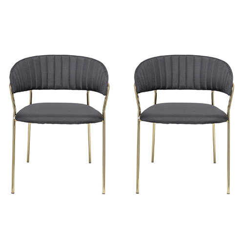 Lot de deux chaises en tissu noir et métal - Collection Dining Chair - Bloomingville