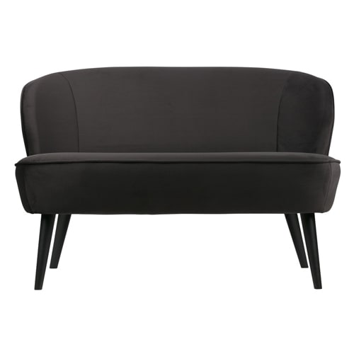 Canapé 2 places en velours gris anthracite - Sara