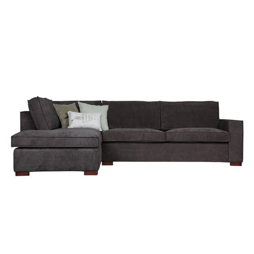 Canapé d'angle gauche 4 places en tissu gris foncé - Collection Thomas - Woood