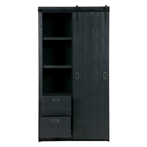 Armoire en pin massif brut noir - Collection Slide Barn -Vtwonen