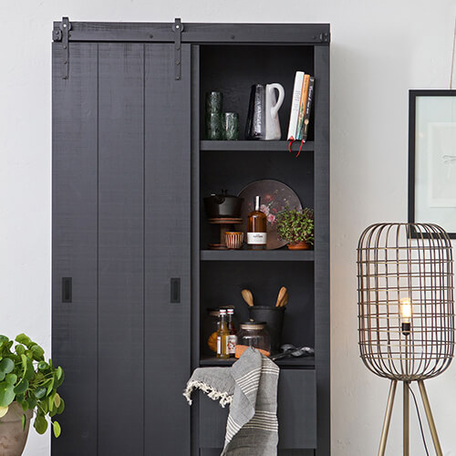 Armoire en pin massif brut noir - Collection Slide Barn -Vtwonen