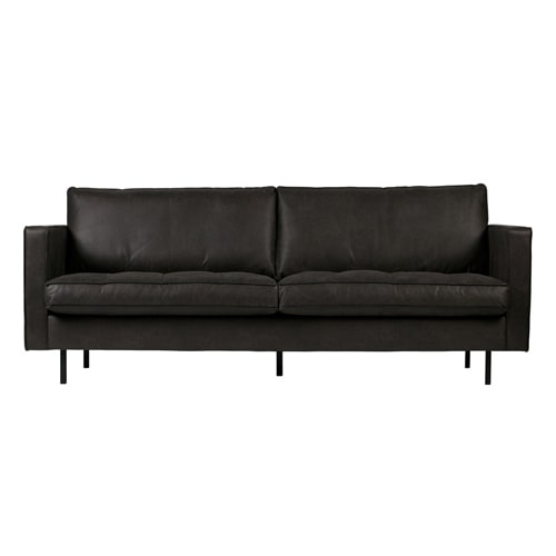 Canapé 3,5 places en cuir noir - Rodeo Classic