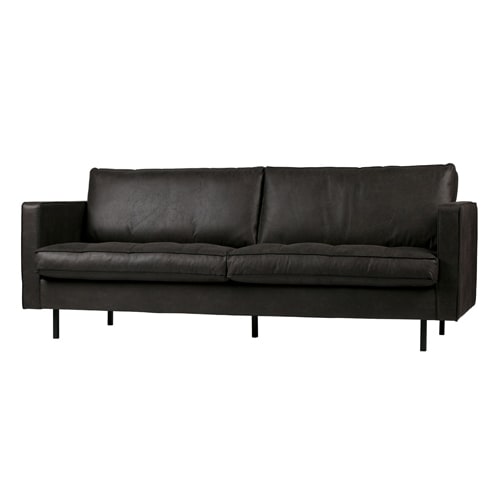 Canapé 3,5 places en cuir noir - Rodeo Classic