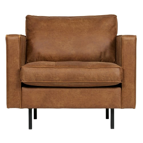 Fauteuil en cuir cognac - Collection Rodeo - BePureHome