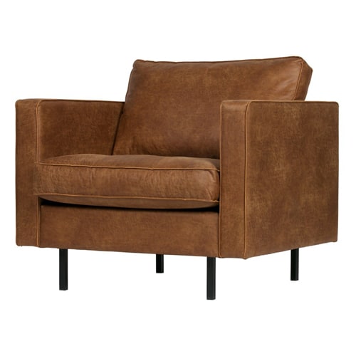 Fauteuil en cuir cognac - Collection Rodeo - BePureHome