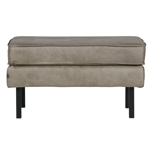 Petit banc en cuir gris éléphant - Rodeo