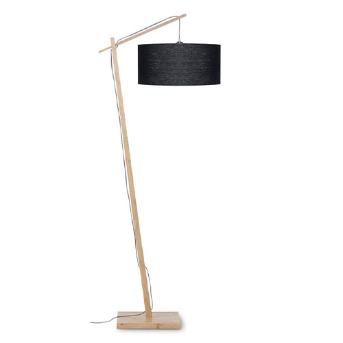 Lampadaire en bambou abat jour en lin noir - Collection Andes - Good&Mojo