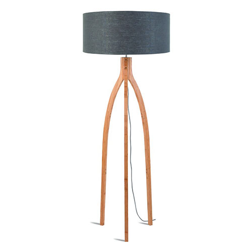 Lampadaire en bambou abat jour en lin gris foncé - Collection Annapurna - Good&Mojo