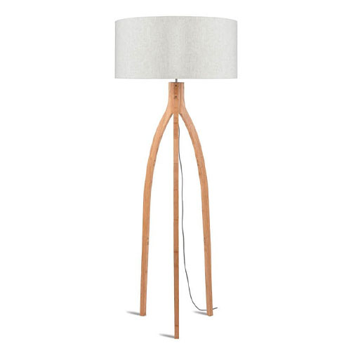 Lampadaire en bambou abat jour en lin blanc - Collection Annapurna - Good&Mojo