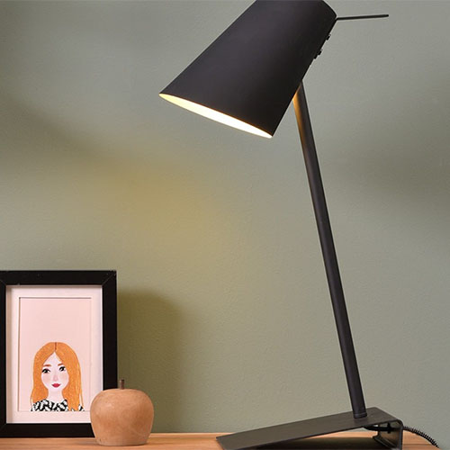 Lampe à poser en fer et gomme noir - Cardiff