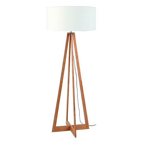 Lampadaire en bambou abat jour en lin blanc - Collection Eeverest - Good&Mojo