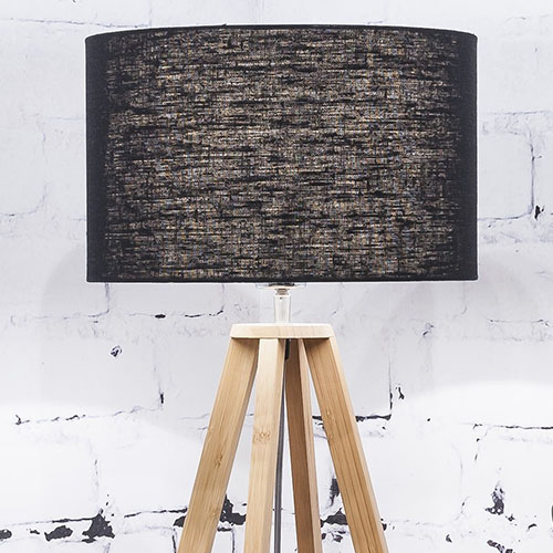 Lampe à poser en bambou abat jour en lin noir Collection Everest - Good&Mojo