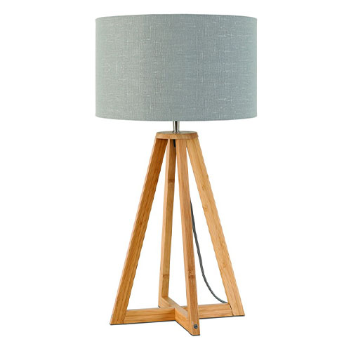 Lampe à poser en bambou abat jour en lin gris clair Collection Everest - Good&Mojo
