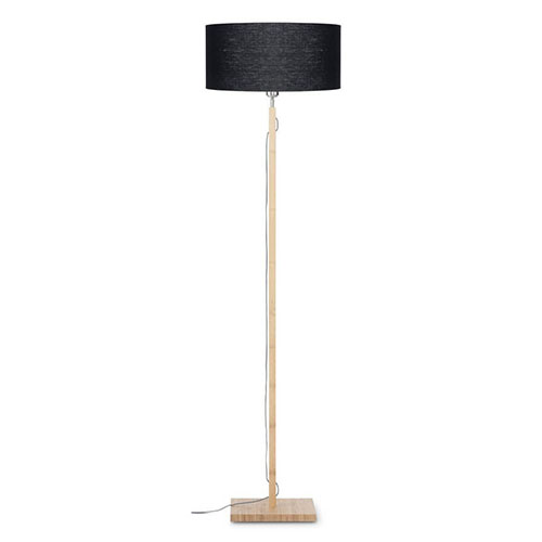 Lampadaire en bambou abat jour en lin noir - Fuji