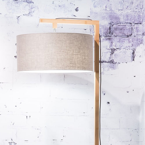 Lampadaire en bambou abat jour en lin foncé - Collection Himalaya - Good&Mojo