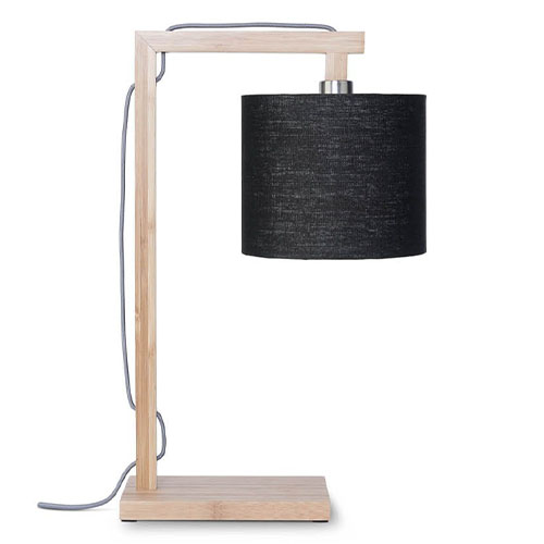 Lampe de table en bambou abat jour en lin noir - Himalaya