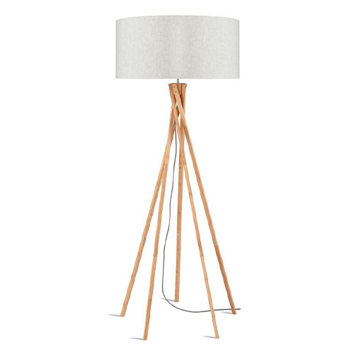Lampadaire en bambou abat jour en lin clair - Kilimanjaro