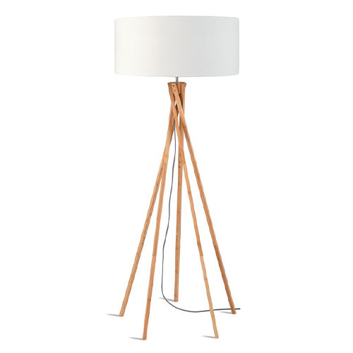 Lampadaire en bambou abat jour en lin blanc - Collection Kilimanjaro - Good&Mojo