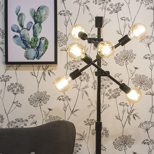 Lampadaire en fer noir 6 bras - Nashville