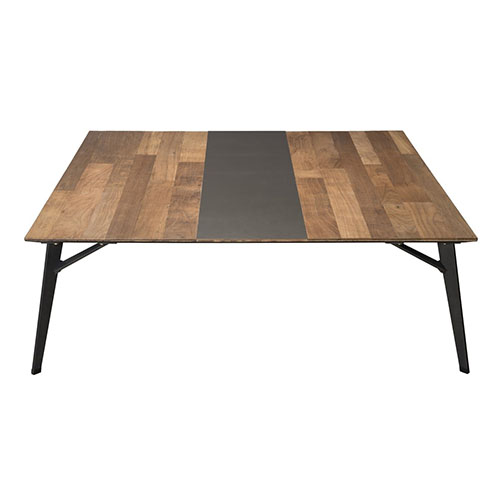 Table basse carrée 120x120cm en teck recyclé piètement métal noir - Edouard