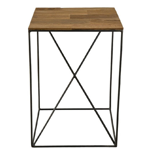 Table d'appoint S en teck recyclé et métal - Edouard