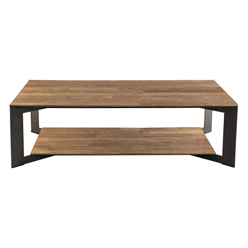 Table basse 120x70 en teck recyclé piètement en métal - Edouard - Edouard