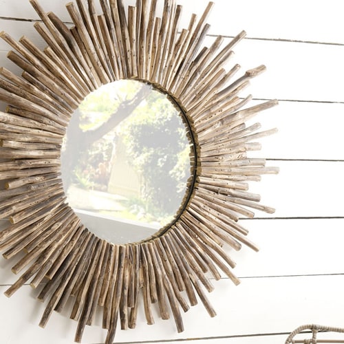 Miroir rond soleil en branches - Collection Clara