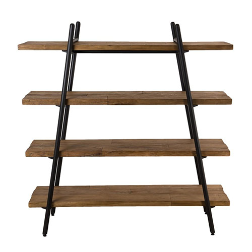 Etagère pyramidale 4 niveaux en teck recyclé et métal - Athena