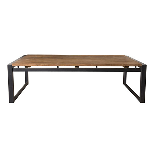Table basse rectangulaire en teck recyclé piètement métal - Athena