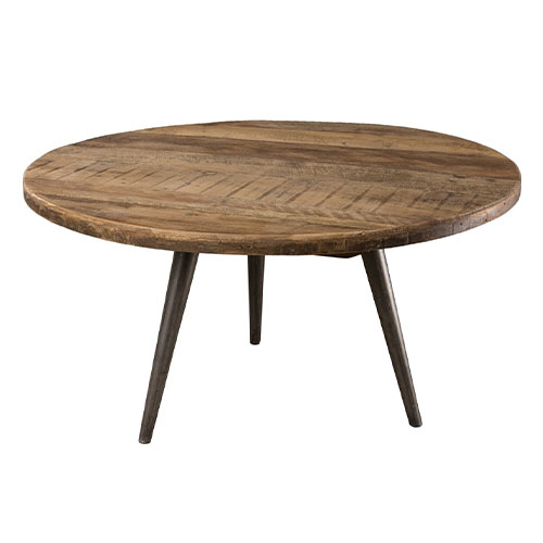 Table haute industrielle en bois recyclé et métal TUAREG 140cm