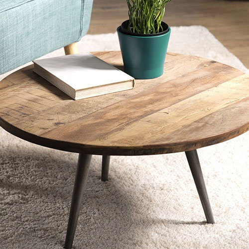 Table basse d'appoint en teck recyclé et métal - Athena