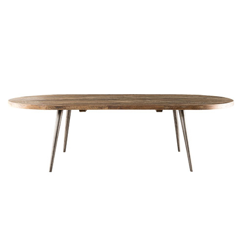 Table basse ovale en teck recyclé et métal - Athena
