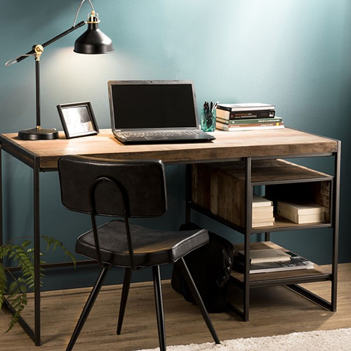 Bureau en teck recyclé acacia et métal - Athena
