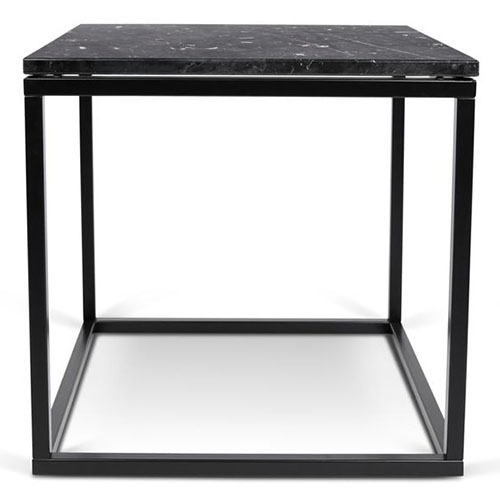 Table basse carrée en marbre noir piètement en métal noir - Prairie