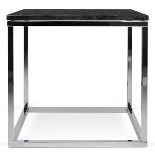 Table basse carrée en marbre noir piètement en métal - Prairie